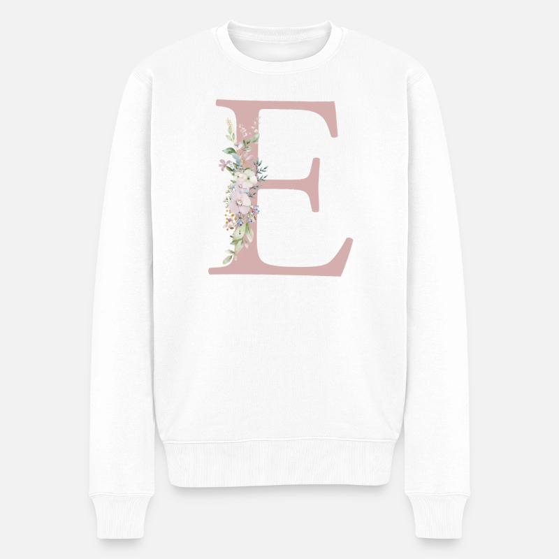 E Monogram, Floral, Personnalisable - Pull Premium bio Homme - blanc