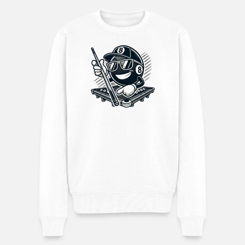 Billard élégant à 8 boules - Pull Premium bio Homme - blanc