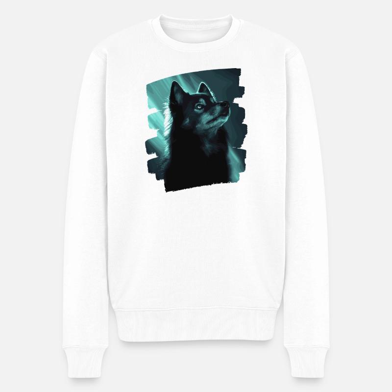 Finnischer Lapphund - Männer Premium Bio Pullover - Weiß
