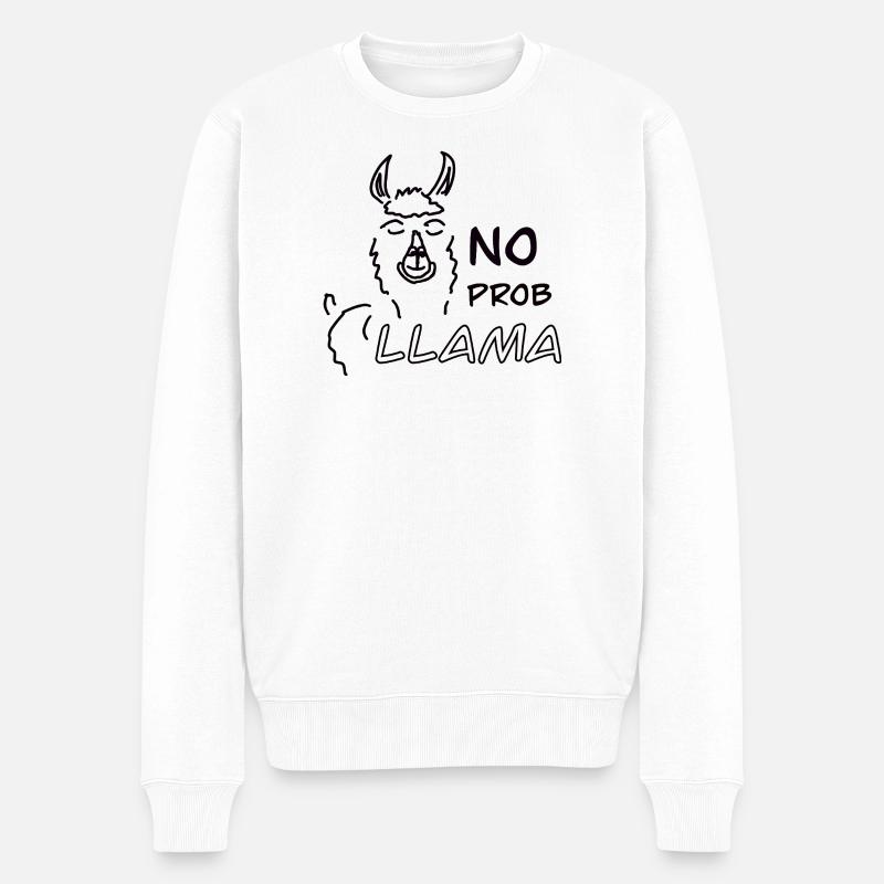 No Prob LLAMA - Pull Premium bio Homme - blanc