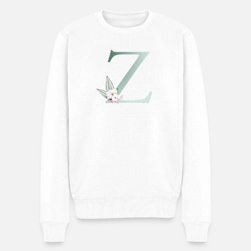 Z Monogram, Floral, Personnalisable - Pull Premium bio Homme - blanc