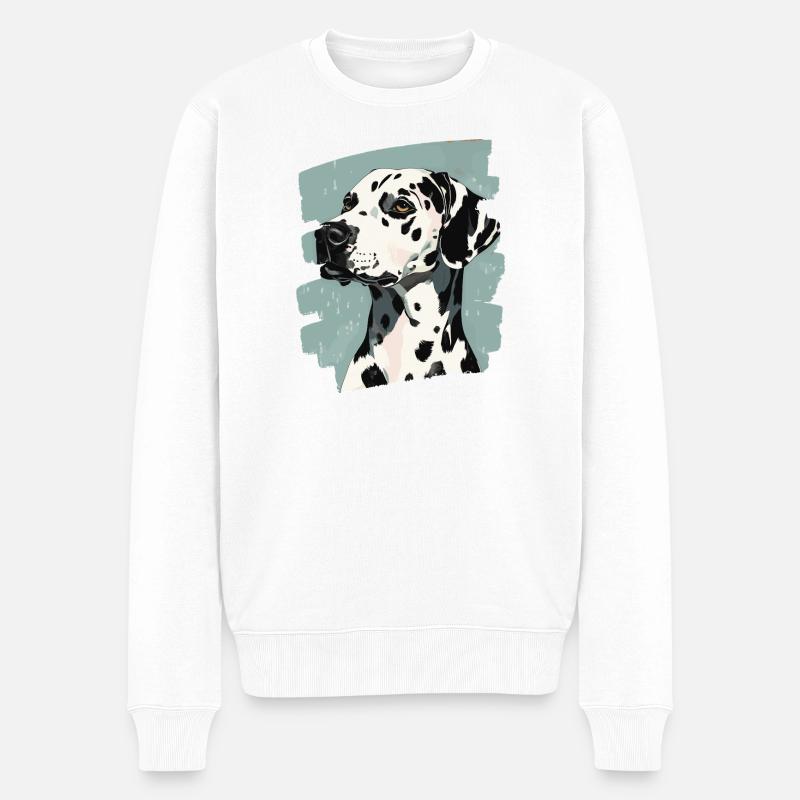 Dalmatiner - Männer Premium Bio Pullover - Weiß