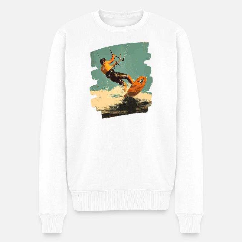 Kitesurfer - Männer Premium Bio Pullover - Weiß