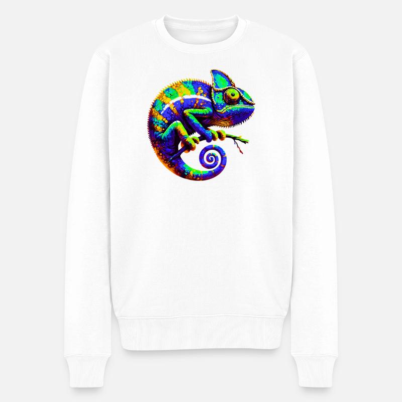 Chamäleon - Männer Premium Bio Pullover - Weiß