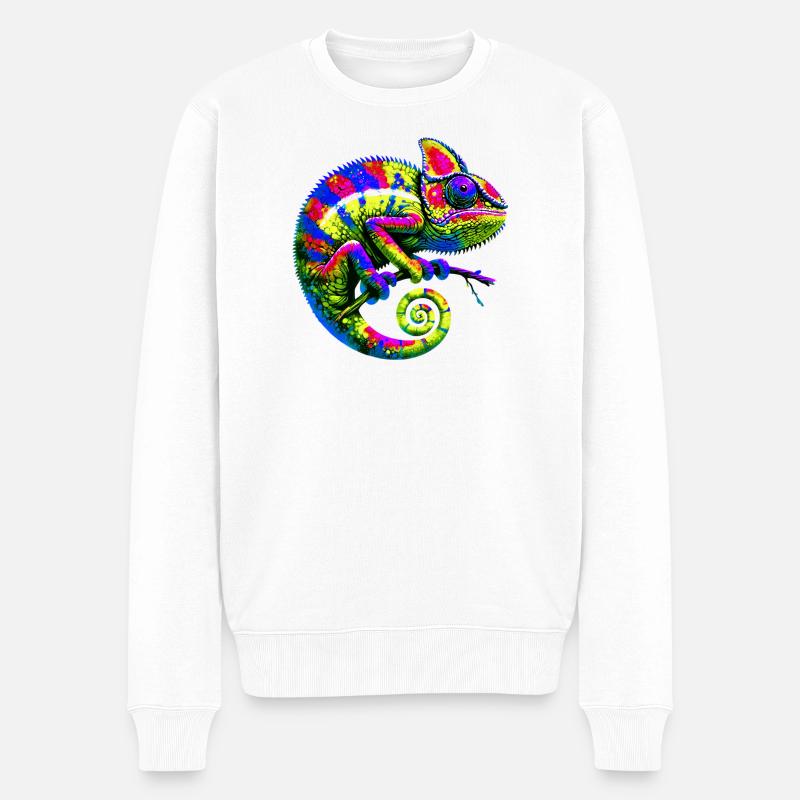 Chamäleon - Männer Premium Bio Pullover - Weiß