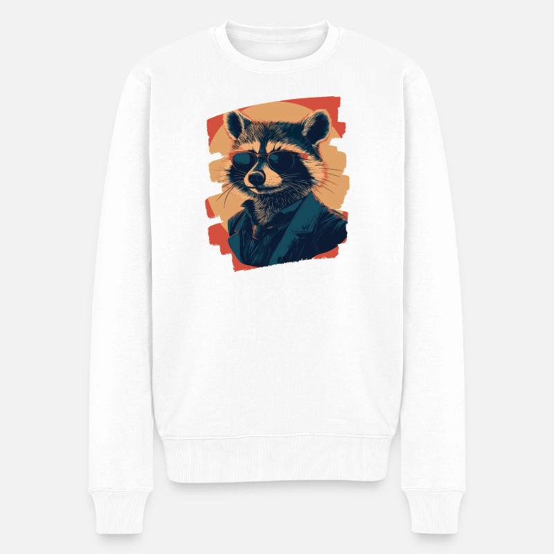 Waschbär - Männer Premium Bio Pullover - Weiß