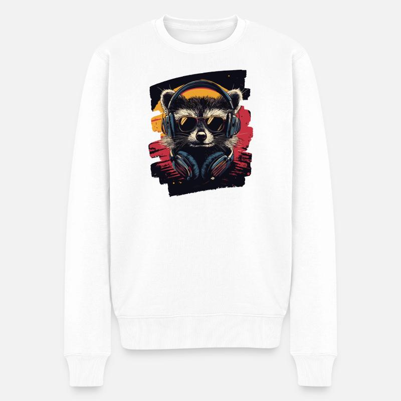 Waschbär - Männer Premium Bio Pullover - Weiß