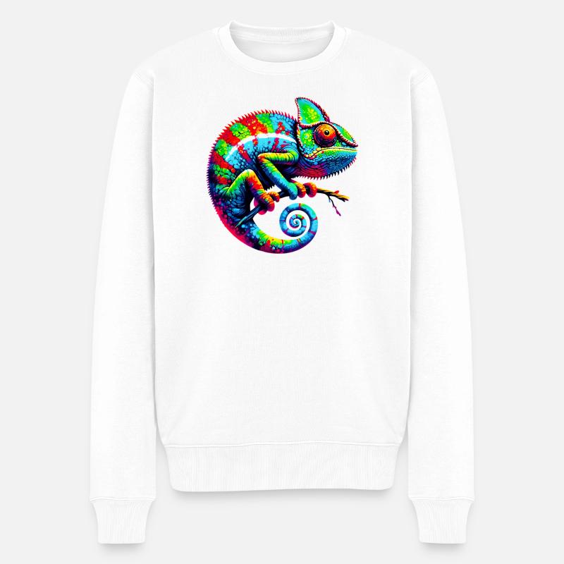 Chamäleon - Männer Premium Bio Pullover - Weiß