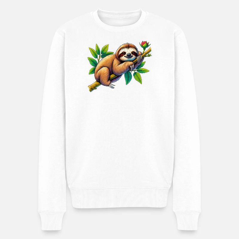 Faultier - Männer Premium Bio Pullover - Weiß