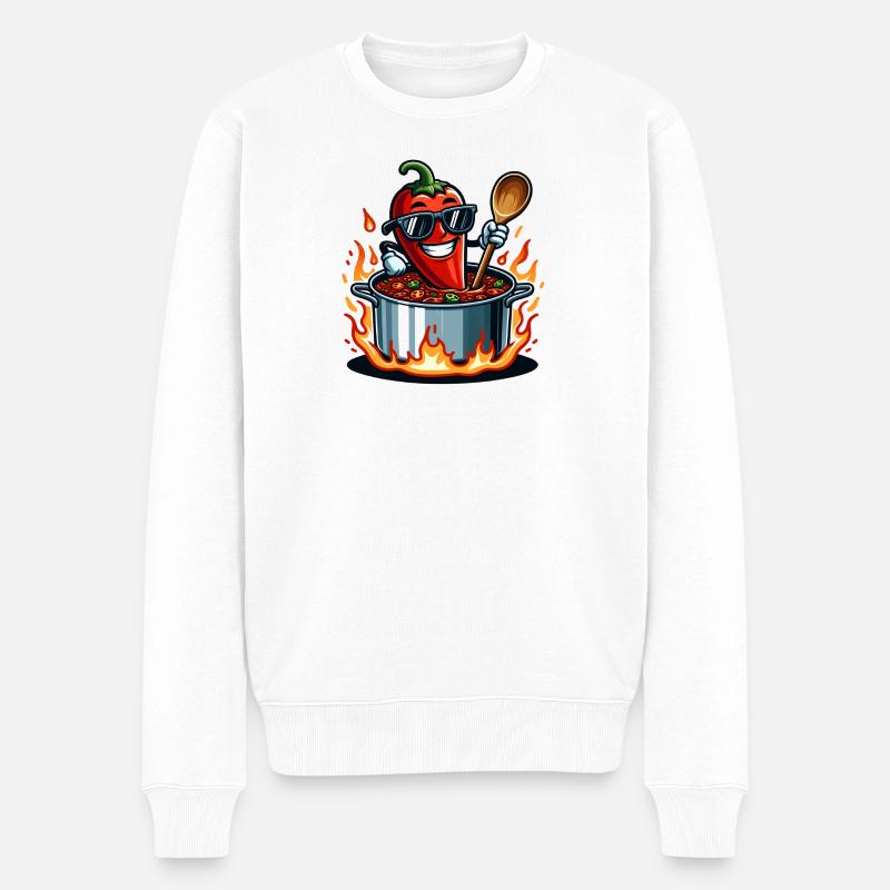 Kochen mit Feuer - Männer Premium Bio Pullover - Weiß