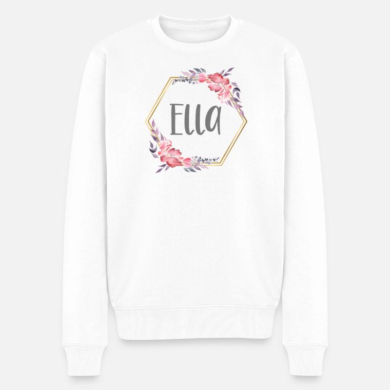 Ella Mädchen Name personalisiertes Geschenk - Männer Premium Bio Pullover - Weiß