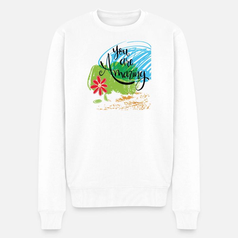 you are amazing - Männer Premium Bio Pullover - Weiß