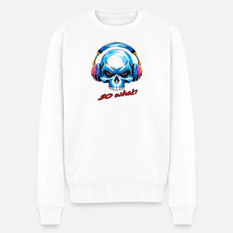 Schädel so what - Männer Premium Bio Pullover - Weiß