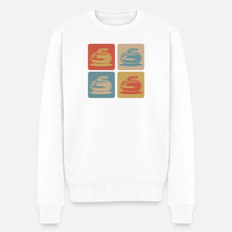 Curling Vintage Design - Männer Premium Bio Pullover - Weiß