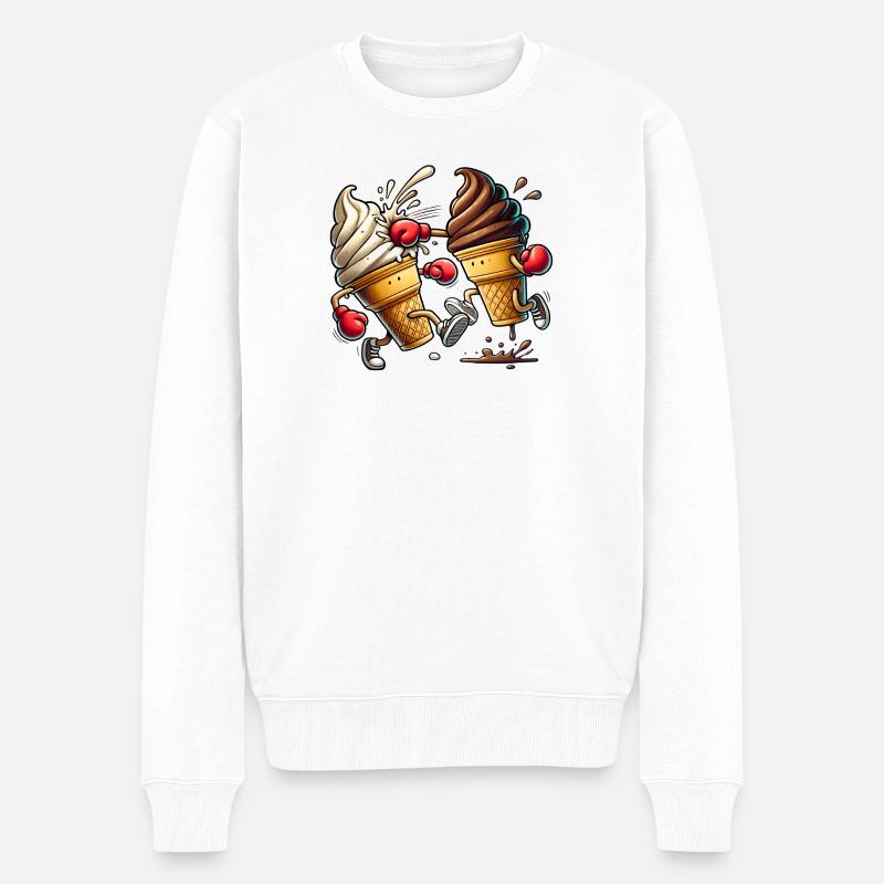 Der süße Wettkampf / Eiscreme - Männer Premium Bio Pullover - Weiß