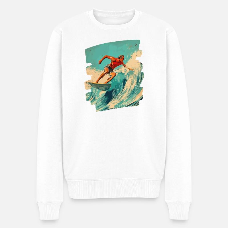 Surfer - Männer Premium Bio Pullover - Weiß