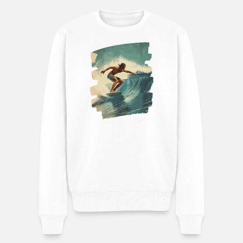 Surfer - Männer Premium Bio Pullover - Weiß