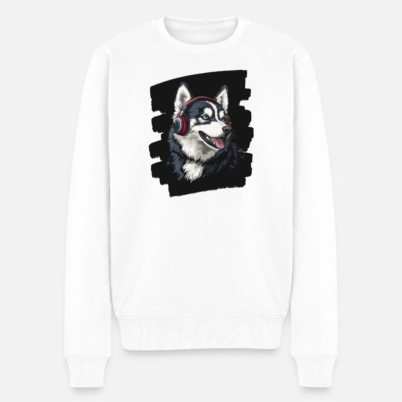 Husky - Männer Premium Bio Pullover - Weiß