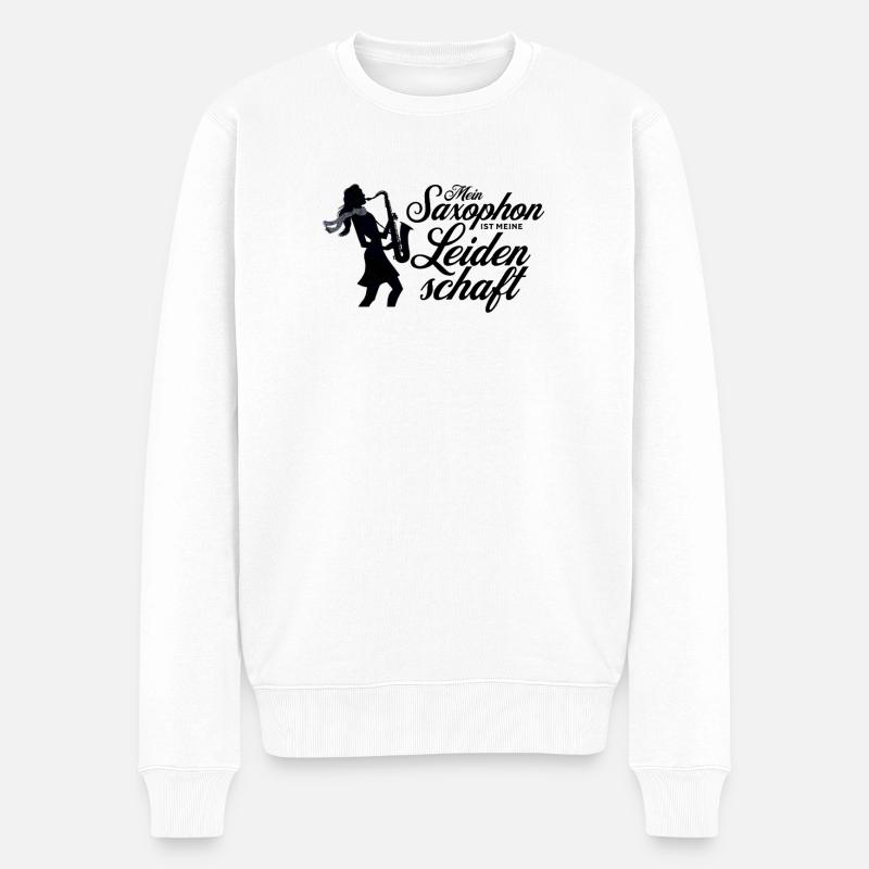 Mein Saxophon ist meine Leidenschaft - Männer Premium Bio Pullover - Weiß