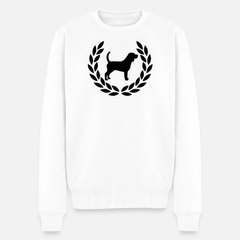 Beagle mit Lorbeerkranz - Männer Premium Bio Pullover - Weiß