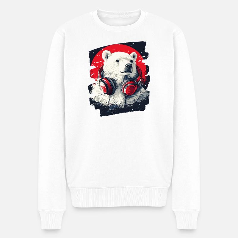 Eisbär - Männer Premium Bio Pullover - Weiß