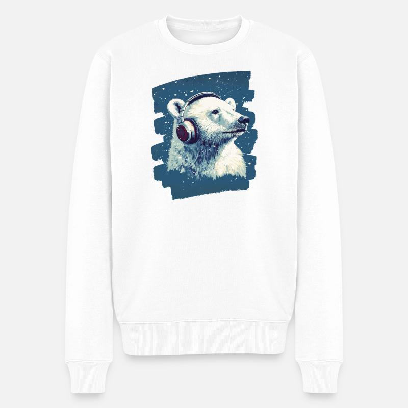 Eisbär - Männer Premium Bio Pullover - Weiß