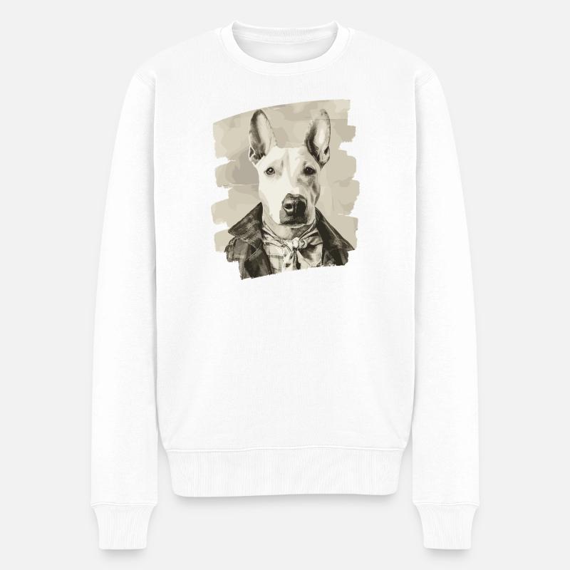 Bullterrier Kampfhund - Männer Premium Bio Pullover - Weiß