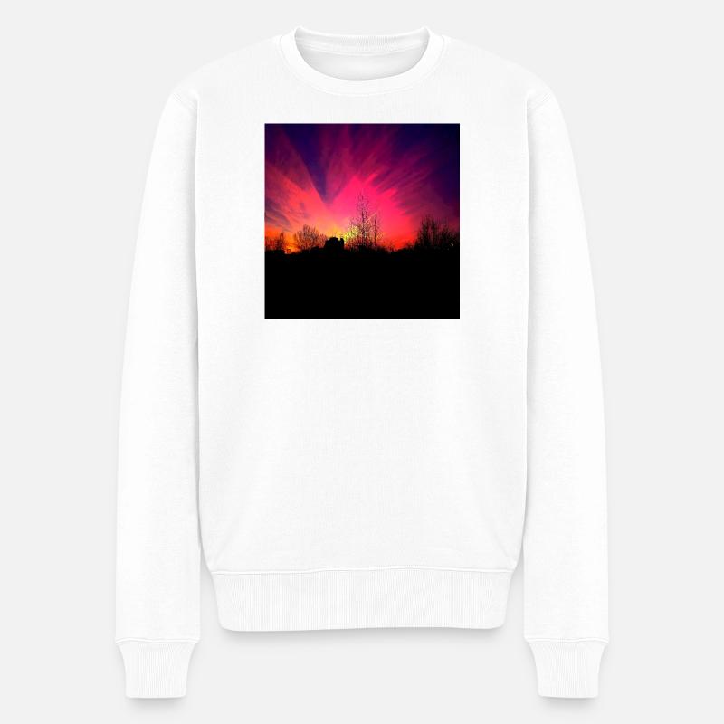 Sonnenuntergang Violett Abendrot Poster - Männer Premium Bio Pullover - Weiß