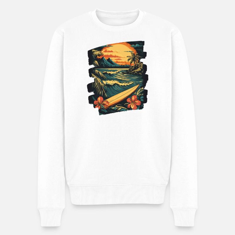 Plage d’Hawaï - Pull Premium bio Homme - blanc