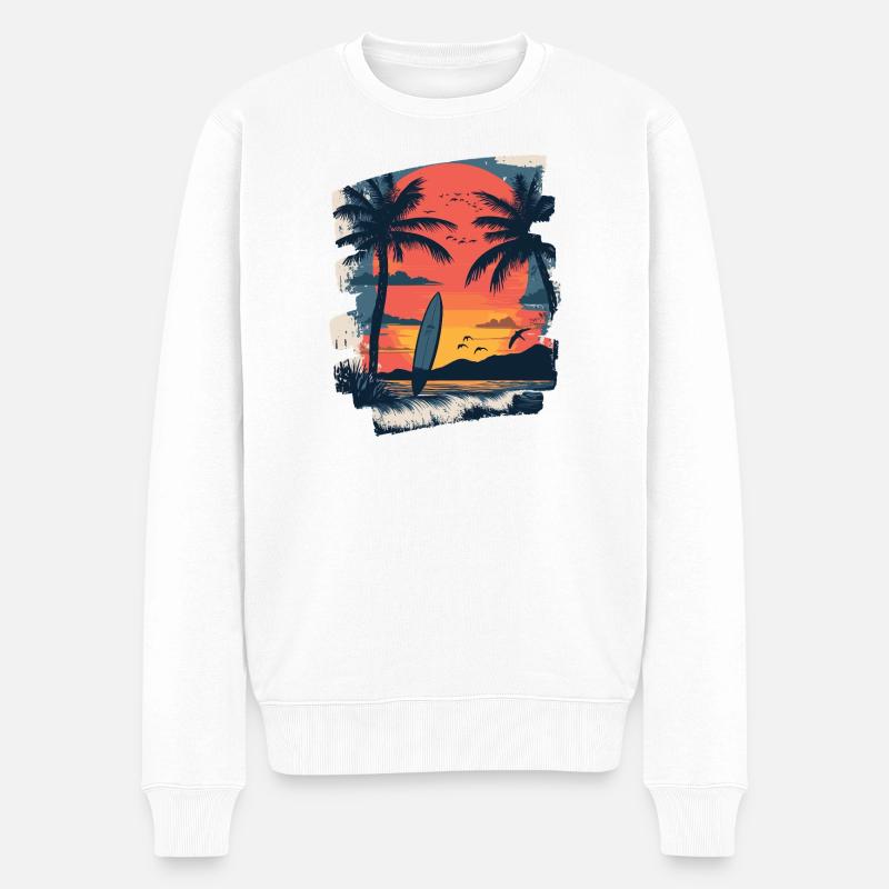 Hawaii Strand - Männer Premium Bio Pullover - Weiß
