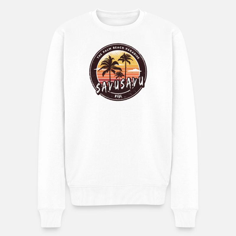 Savusavu – Palm Beach Paradise - Pull Premium bio Homme - blanc