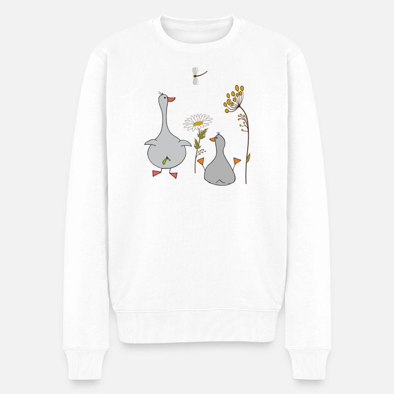 Oies dans le pré - Pull Premium bio Homme - blanc