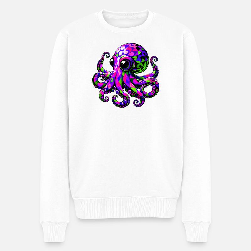 Krake - Männer Premium Bio Pullover - Weiß