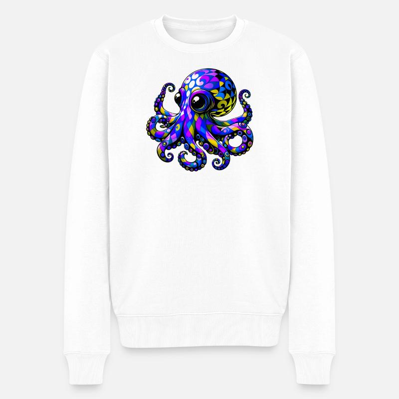 Krake - Männer Premium Bio Pullover - Weiß