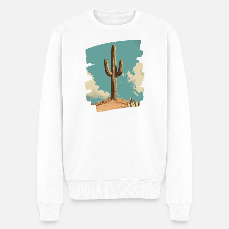 Kaktus - Männer Premium Bio Pullover - Weiß