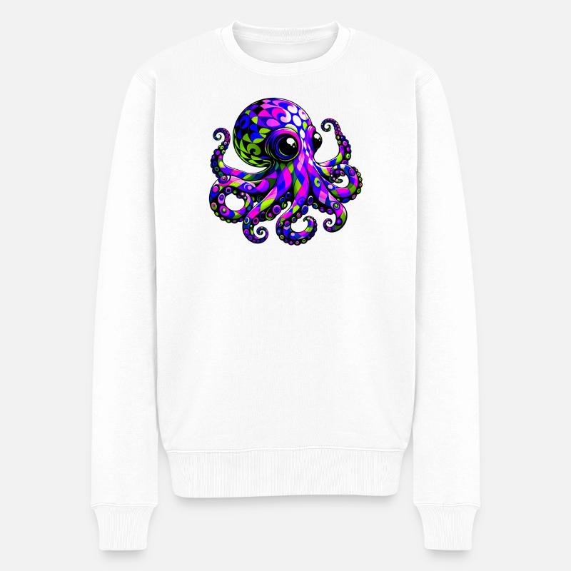 Krake - Männer Premium Bio Pullover - Weiß