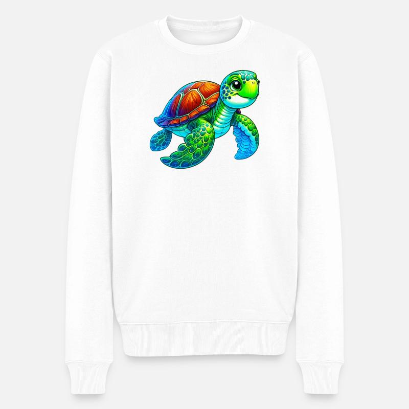 Schildkröte - Männer Premium Bio Pullover - Weiß