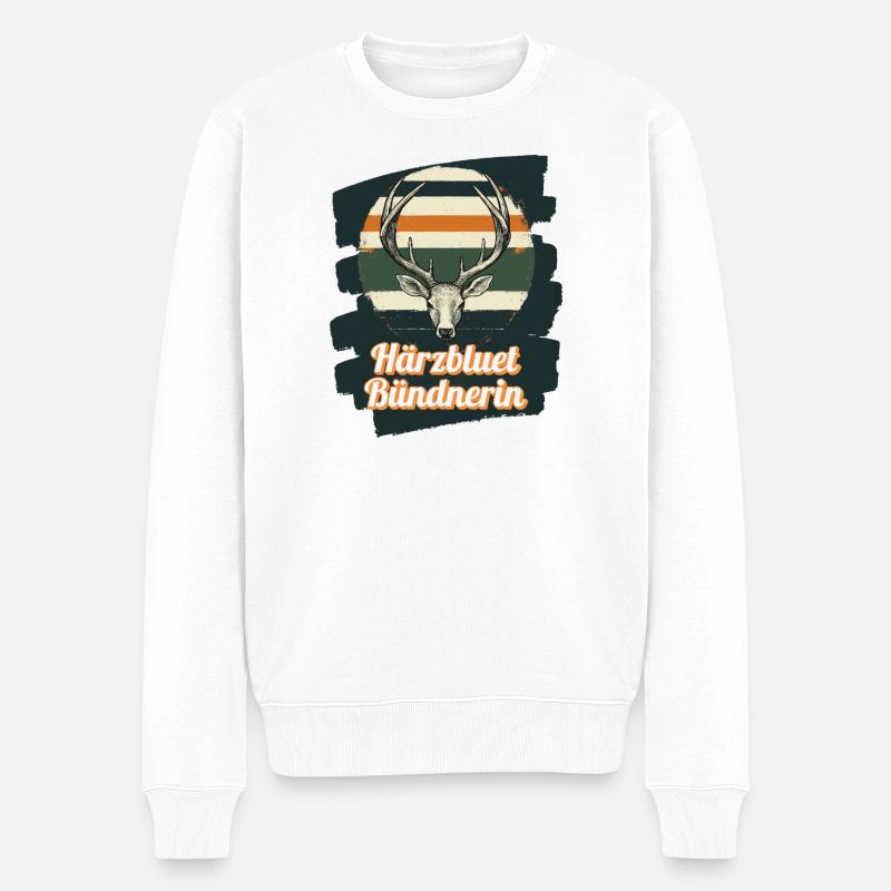 Härzbluetbündnerin Bündnerin Graubünden Schweiz - Männer Premium Bio Pullover - Weiß