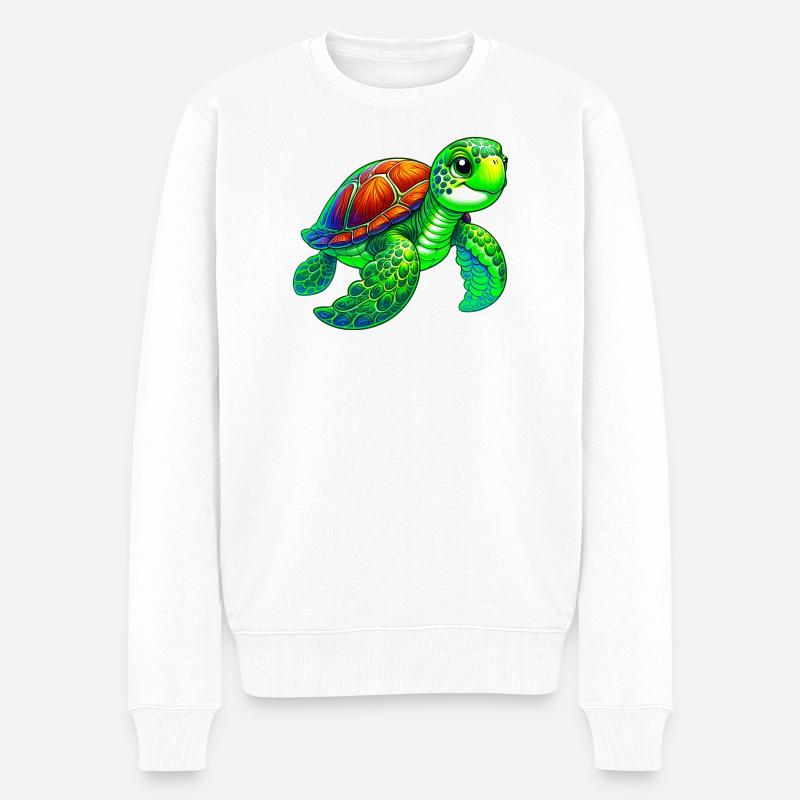 Schildkröte - Männer Premium Bio Pullover - Weiß