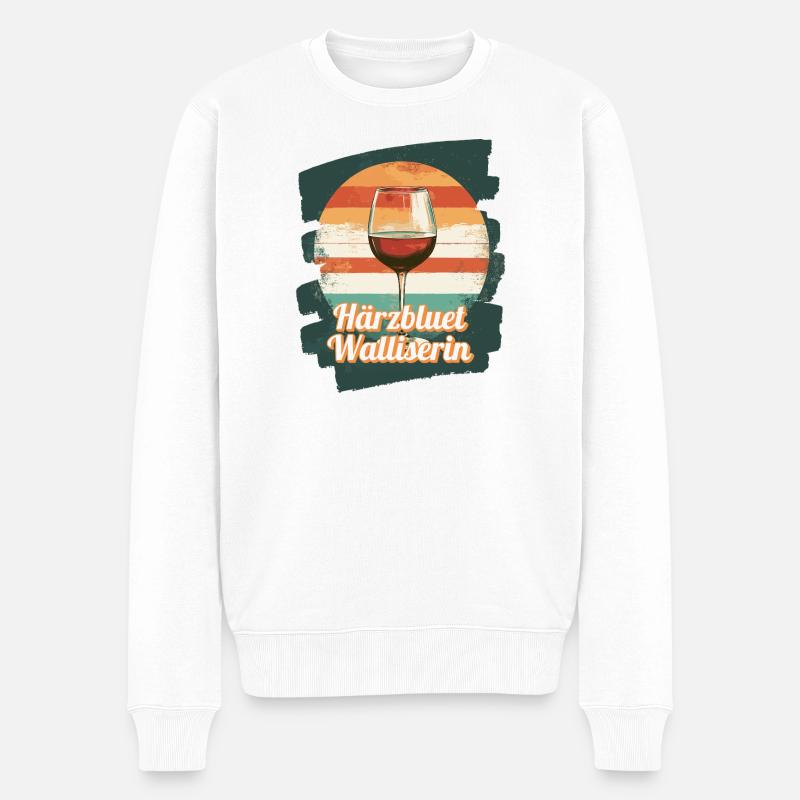 Härzbluetwalliserin Walliserin Wallis Schweiz - Männer Premium Bio Pullover - Weiß