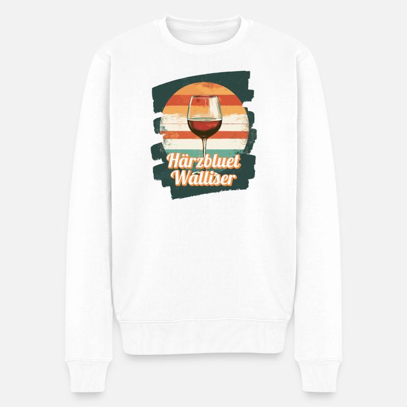 Härzbluetwalliser Walliser Wallis Schweiz - Männer Premium Bio Pullover - Weiß