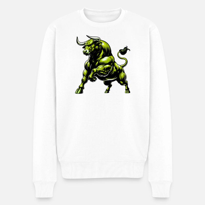 Stier - Männer Premium Bio Pullover - Weiß