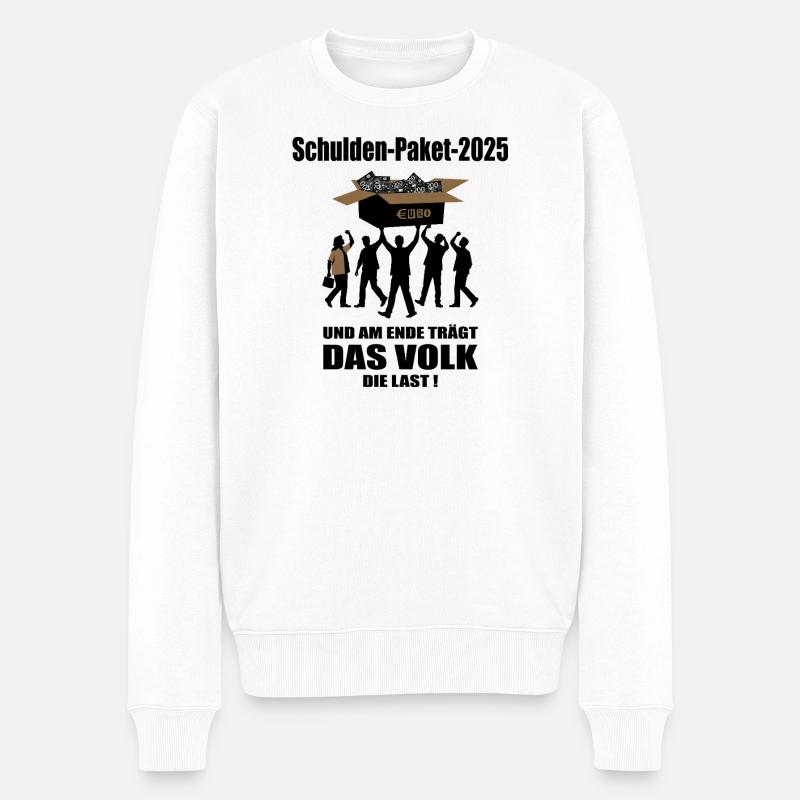 Schulden Paket 2025 - Männer Premium Bio Pullover - Weiß