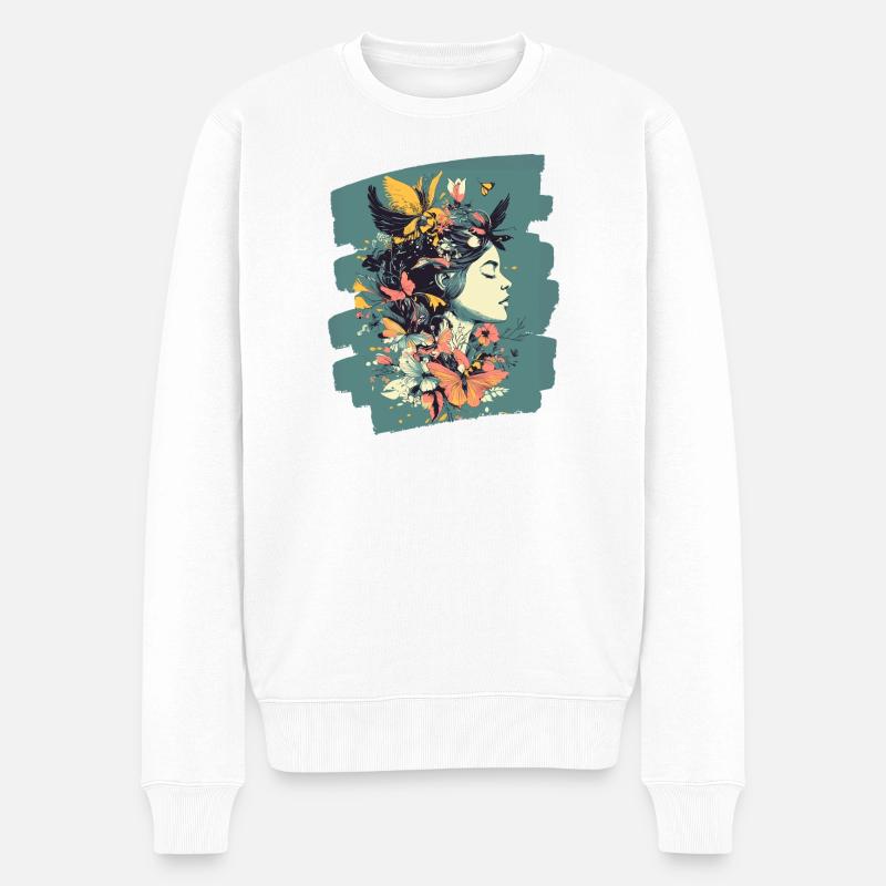 Printemps Printemps Début Fleurs - Pull Premium bio Homme - blanc