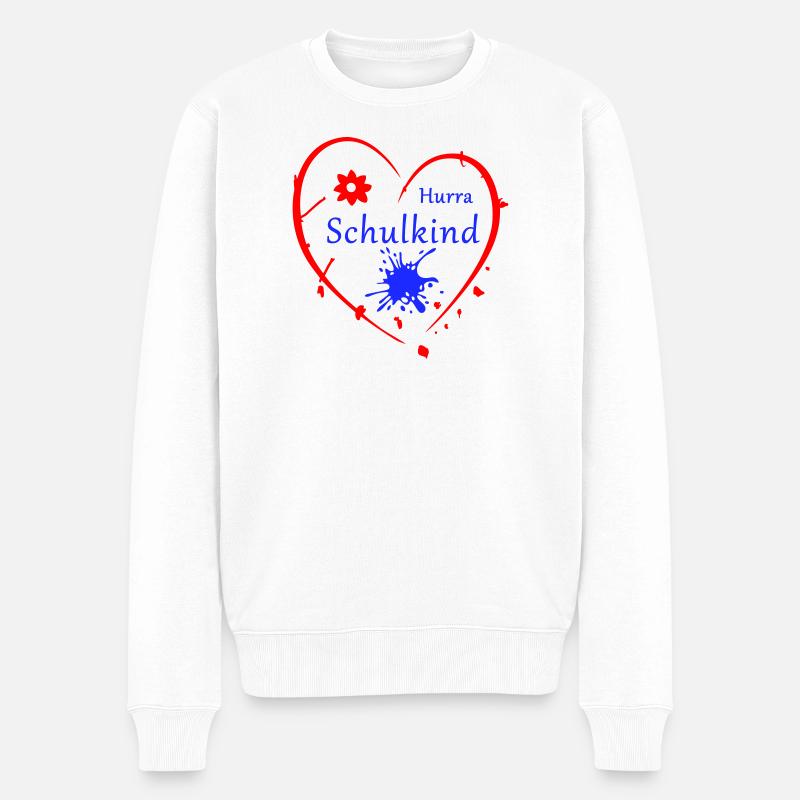 Hurra Schulkind - Männer Premium Bio Pullover - Weiß