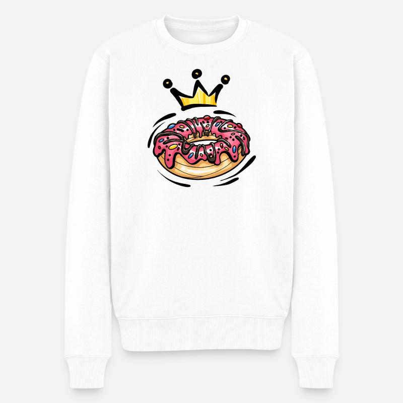 Donut Krone Nascherei Bunt - Männer Premium Bio Pullover - Weiß