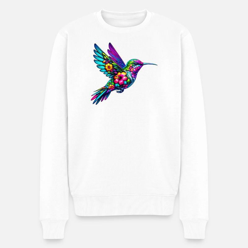 Kolibri - Männer Premium Bio Pullover - Weiß