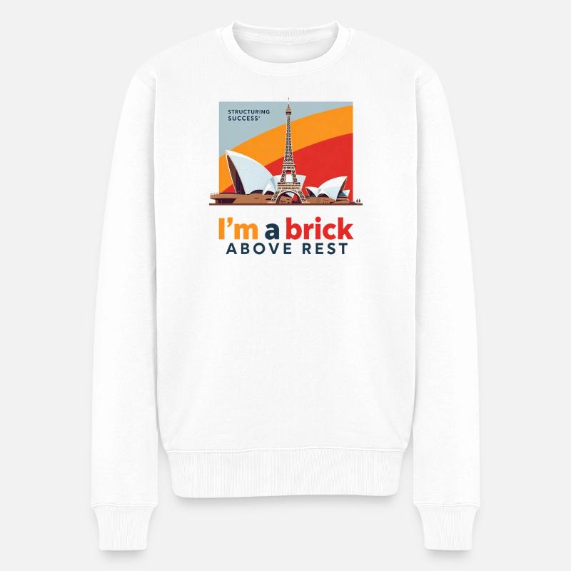 Ich bin ein Ziegelstein über der Ruhe - Männer Premium Bio Pullover - Weiß