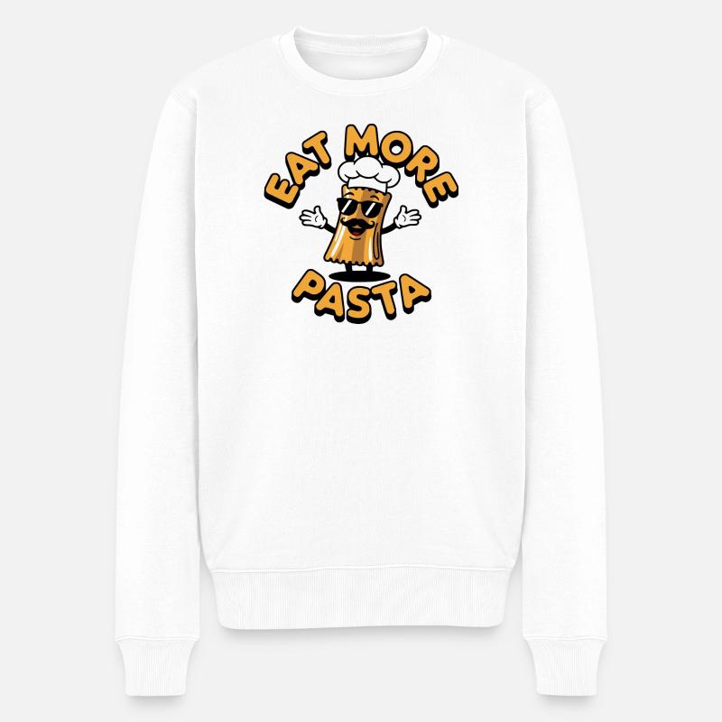Eat more Pasta Shirt - Männer Premium Bio Pullover - Weiß