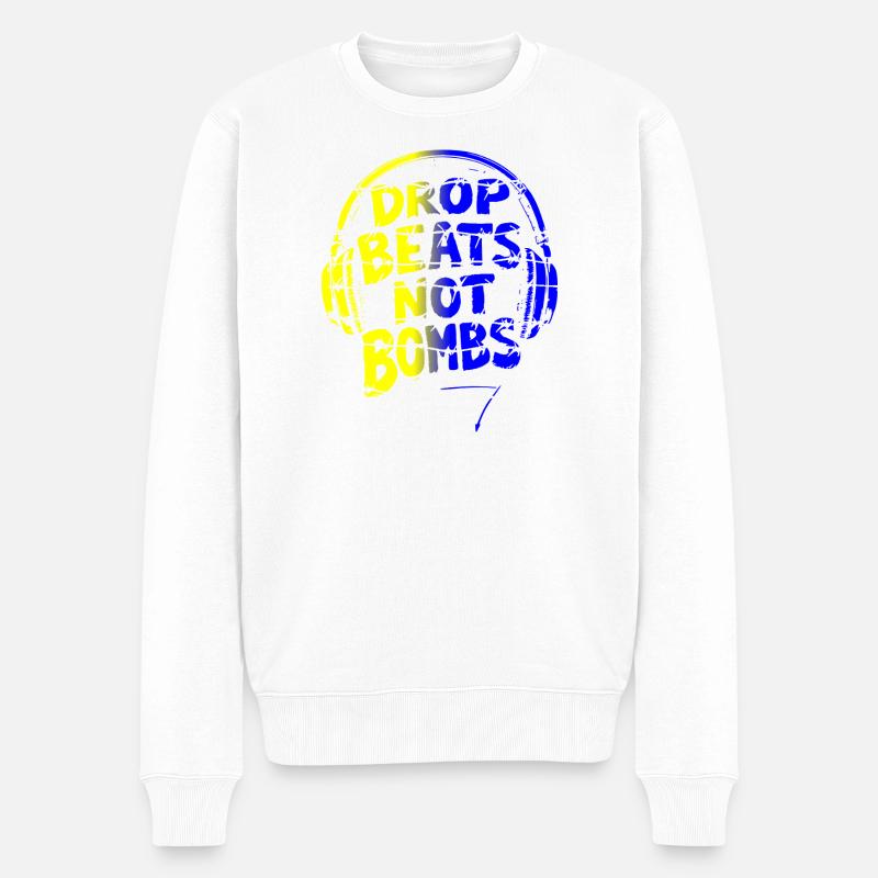 Drop Beats Not Bombs yellow blue - Männer Premium Bio Pullover - Weiß